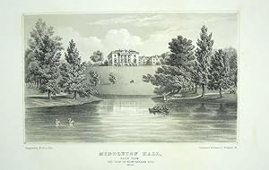 Bild des Verkufers fr Original Antique Lithograph Illustrating Middleton Hall (back view) in Carmarthen, The Seat of Edward Abadam, Esq, From Visitation of Seats By J. B. Burke, Published in 1852 - 1855. zum Verkauf von Rostron & Edwards