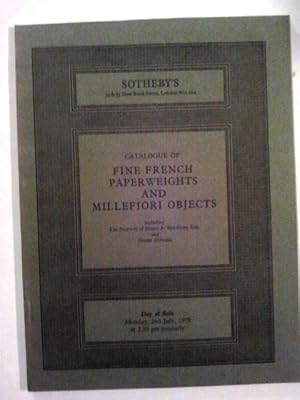 Sotheby's Auction Catalogue of Fine French Paperweights and Millefiori objects. Inc. property of ...