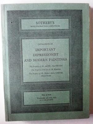 Sotheby's Auction Catalogue Important Impressionist and Modern Paintings property of Mr Mrs Nigel...