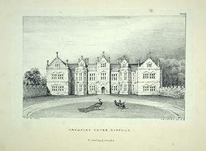 A Single Original Lithograph Illustrating Havghley House in Suffolk. Published By Priestley & Wea...