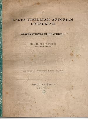 In leges Viselliam Antoniam Corneliam observationes epigraphicae.