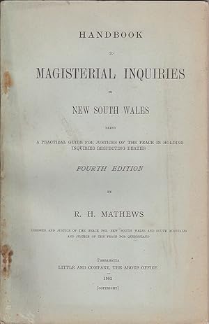 Handbook to Magisterial Inquiries in New South Wales