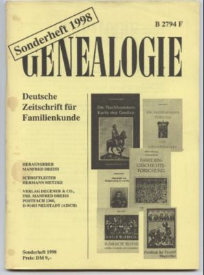 Bild des Verkufers fr Genealogie. Deutsche Zeitschrift fr die Familienkunde. Sonderheft 1999/200. zum Verkauf von Leonardu