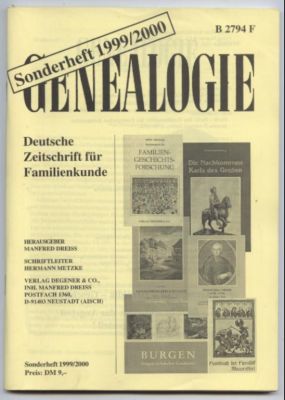Genealogie. Deutsche Zeitschrift für die Familienkunde. Sonderheft 1998.
