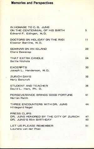 Seller image for MEMORIES AND PERSPECTIVES Marking the Centennial of C. G. Jung's Birth for sale by OLD WORKING BOOKS & Bindery (Est. 1994)