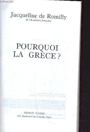 Imagen del vendedor de POURQUOI LA GRECE?. a la venta por Le-Livre