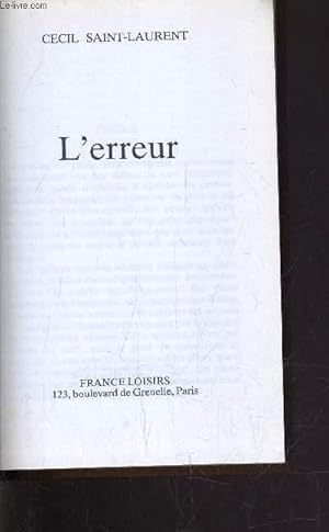 Image du vendeur pour L'ERREUR. mis en vente par Le-Livre