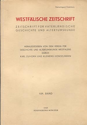 Bild des Verkufers fr Westflische Zeitschrift. 109. Band / 1959 zum Verkauf von Paderbuch e.Kfm. Inh. Ralf R. Eichmann