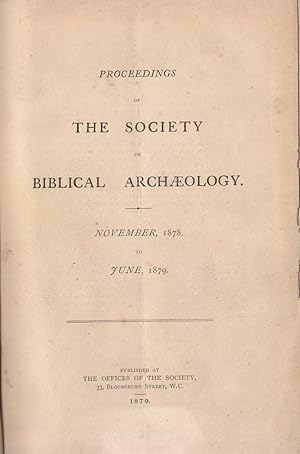 Proceedings of the Society of Biblical Archaeology : november 1878 to june 1879