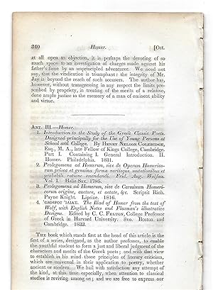 Imagen del vendedor de Introduction To The Study Of Greek Classic Poets / Prolegomena Ad Homerum Sive De Operum Homerico / Prolegomena Ad Homerum Sive De Carminum Homericorum / The Iliad Of Homer From The Text Of Wolf, Book Review in English a la venta por Legacy Books II