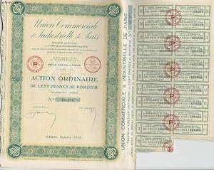 Seller image for 1 ACTION ORDINAIRE DE CENT FRANCS AU PORTEUR -UNION COMMERCIALE ET INDUSTRIELLE DE PARIS for sale by Le-Livre