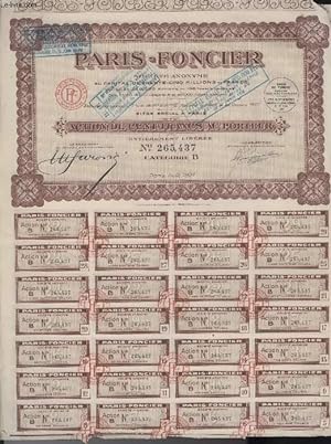 Seller image for 1 ACTION DE CENT FRANCS AU PORTEUR - PARIS-FONCIER for sale by Le-Livre