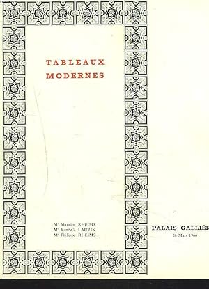 Imagen del vendedor de TABLEAUX MODERNES. DESSINS ET AQUARELLES. VENTE LE 26 MARS 1966. a la venta por Le-Livre