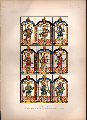 Bild des Verkufers fr LITHOGRAPH: "Painted Window. Two Saxon Earls of Mercia, And Seven Norman Earls of Chester":. from Old England; A Pictorial Museum of Regal, Ecclesiastical, Municipal, Baronial, and Popular Antiquities zum Verkauf von Dorley House Books, Inc.
