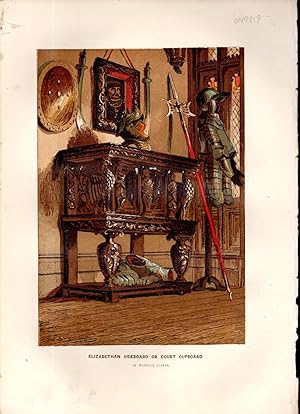 Bild des Verkufers fr LITHOGRAPH: "Elizabethan Sideboard or Court Cupboard in Warwick Castle":. from Old England; A Pictorial Museum of Regal, Ecclesiastical, Municipal, Baronial, and Popular Antiquities zum Verkauf von Dorley House Books, Inc.