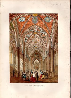 Bild des Verkufers fr LITHOGRAPH: "Interior of the Temple Church":. from Old England; A Pictorial Museum of Regal, Ecclesiastical, Municipal, Baronial, and Popular Antiquities zum Verkauf von Dorley House Books, Inc.