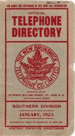 Image du vendeur pour Official Telephone Directory, The New Brunswick Telephone Co. Limited, Southern Division January, 1923 mis en vente par Harry E Bagley Books Ltd