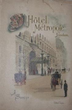 Hotel Metropole Northumberland Avenue London A Souvenir