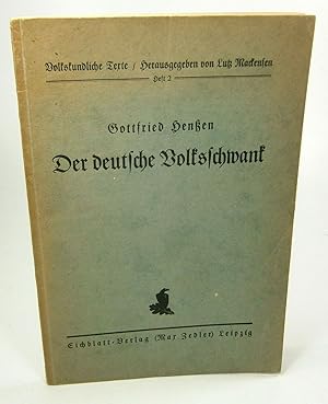 Der deutsche Volksschwank. (Volkskundliche Texte, Heft 2).