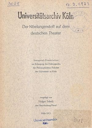 Bild des Verkufers fr Der Nibelungenstoff auf dem deutschen Theater. . zum Verkauf von Brbel Hoffmann