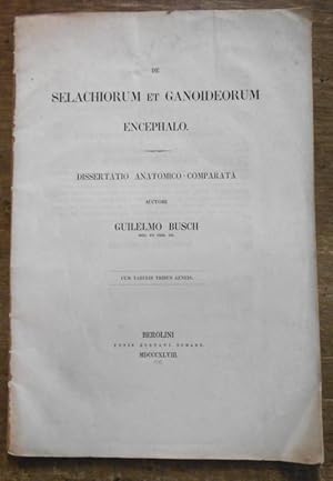 Bild des Verkufers fr De Selachiorum et Ganoideorum Encephalo. Dissertatio Anatomico-comparata. zum Verkauf von Antiquariat Carl Wegner