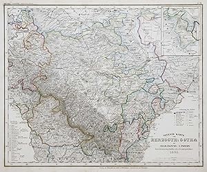 Stahlstich- Karte, aus Meyers Grosser Handatlas, "Neueste Karte vom Herzogthum Gotha und angränze...