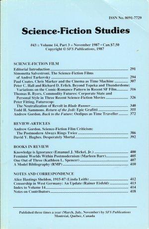 Bild des Verkufers fr SCIENCE FICTION STUDIES #43; Nov. 1987 zum Verkauf von Books from the Crypt