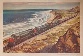 Southern Pacific high-speed piggyback freight train.