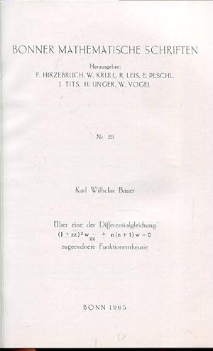 Bild des Verkufers fr ber eine Differentialgleichung (siehe Abb.) zugeordnete Funktionstheorie. zum Verkauf von Antiquariat am Flughafen