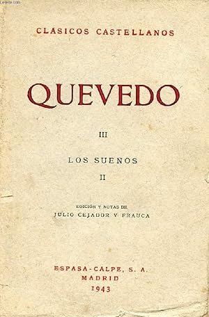 Seller image for QUEVEDI, III, LOS SUEOS, II, CLSICOS CASTELLANOS, N 34 for sale by Le-Livre