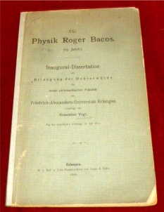 Immagine del venditore per Die Physik Roger Bacos (13. Jahrh.). Inaugural-Dissertation. venduto da Antiquariat Clement