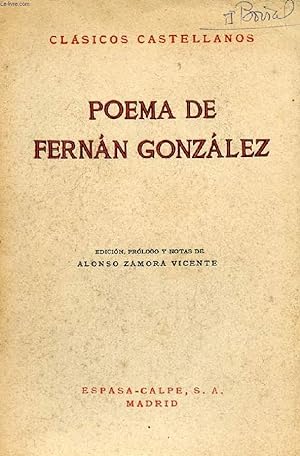 Bild des Verkufers fr POEMA DE FERNAN GONZALEZ, CLSICOS CASTELLANOS, N 128 zum Verkauf von Le-Livre