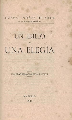 Seller image for UN IDILIO Y UNA ELEGA. for sale by Librera Torren de Rueda