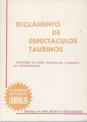 Imagen del vendedor de REGLAMENTO DE ESPECTACULOS TAURINOS. a la venta por Librera Torren de Rueda