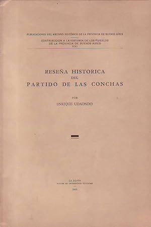 Imagen del vendedor de RESEA HISTRICA DEL PARTIDO DE LAS CONCHAS. a la venta por Librera Torren de Rueda