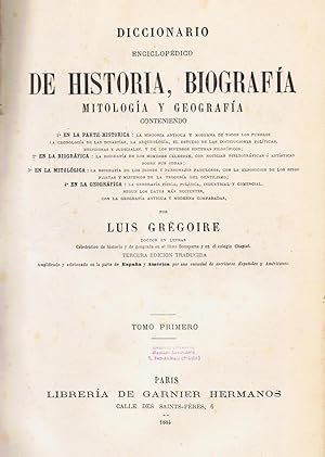 Seller image for DICCIONARIO ENCICLOPEDICO DE HISTORIA, BIOGRAFA, MITOLOGA Y GEOGRAFA. 2 Tomos. for sale by Librera Torren de Rueda