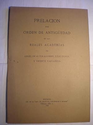 Imagen del vendedor de Prelacin por orden de antigedad de las Reales Academias. a la venta por Librera Antonio Azorn