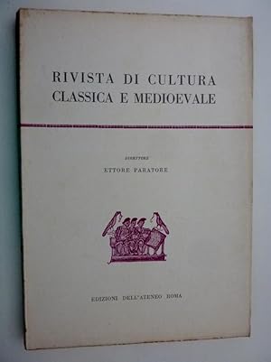 "RIVISTA DI CULTURA CLASSICA E MEDIOEVALE Direttore ETTORE PARLATORE Anno III, N.° 1 - 1961"