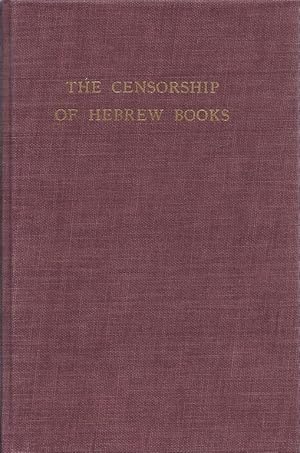 Seller image for THE CENSORSHIP OF HEBREW BOOKS for sale by Dan Wyman Books, LLC