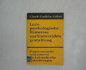 Seller image for Lernpsychologische Hinweise zur Unterrichtsgestaltung. for sale by Antiquariat Bookfarm