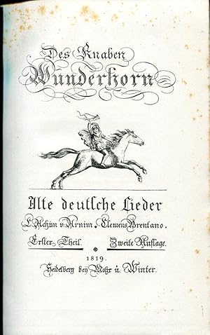 Bild des Verkufers fr Des Knaben Wunderhorn. Alte deutsche Lieder. Die Herausgabe besorgte Oskar Weitzmann. Neudruck der Heidelberger Originalausgabe 1808-181. 3 Bdd. zum Verkauf von Antiquariat & Buchhandlung Rose