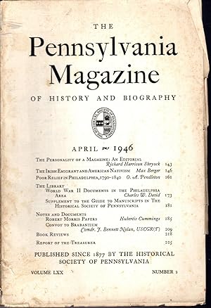 Seller image for The Pennsylvania Magazine of History and Biography, Volume LXX, No. 2 ; April, 1946 for sale by Dorley House Books, Inc.