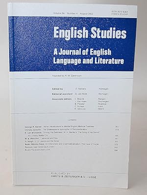 Bild des Verkufers fr English Studies: A Journal of English Language and Literature, August 2003 (Volume 84, No. 4) zum Verkauf von Flamingo Books