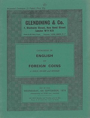 Bild des Verkufers fr *Glendining & Co. Catalogue of English and Foreign Coins, 4th September 1974 zum Verkauf von Librairie Archaion