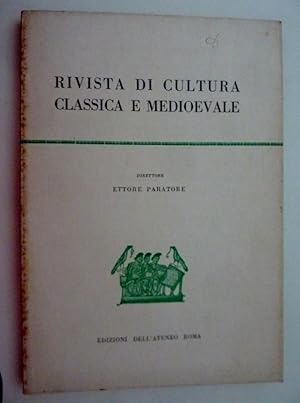 Seller image for RIVISTA DI CULTURA CLASSICA E MEDIOEVALE Direttore ETTORE PARLATORE Anno IV Numero 2 Maggio / Agosto 1962" for sale by Historia, Regnum et Nobilia