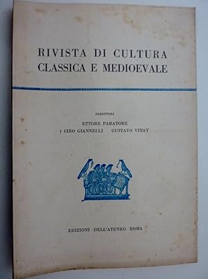 Seller image for RIVISTA DI CULTURA CLASSICA E MEDIOEVALE Direttori ETTORE PARATORE CIRO GIANNELLI GUSTAVO VINAY, Anno II Numero 1 Gennaio / Aprile 1960" for sale by Historia, Regnum et Nobilia