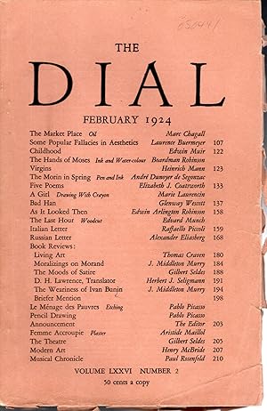 Image du vendeur pour The Dial: Volume LXXVI (56), Number 2: February, 1924 mis en vente par Dorley House Books, Inc.