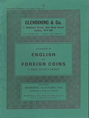 Imagen del vendedor de Glendining & Co. Catalogue of English and Foreign Coins, 1st October 1980 a la venta por Librairie Archaion