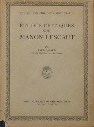 Seller image for Etudes Critiques Sur Manon Lescaut for sale by West Side Book Shop, ABAA