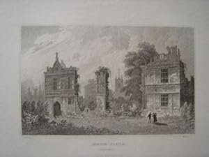 Original Antique Engraving Illustrating Morton Castle in Shropshire. Published By W. Emans in 1830